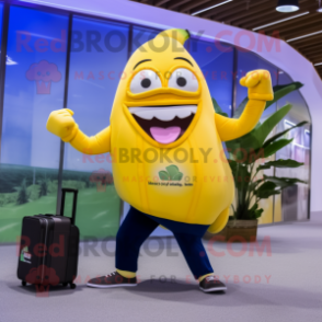 nan Banana mascot costume character dressed with a Yoga Pants and Briefcases