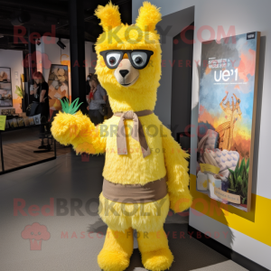 Gele lama mascotte kostuum...