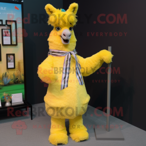 Gele lama mascotte kostuum...