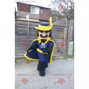 Mascote mosqueteiro azul e amarelo - Redbrokoly.com
