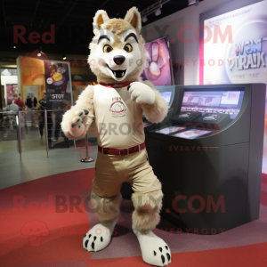 Beige Wolf mascotte kostuum...