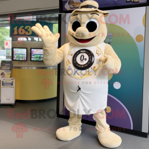 Cream Bagels mascot costume character dressed with a Playsuit and Bracelet watches
