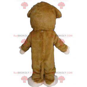 Měkký a chlupatý hnědý a bílý křeček maskot - Redbrokoly.com