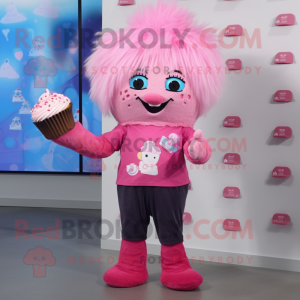 Rosa Cupcake maskot drakt...