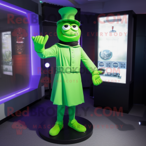 Lime Green Magician mascot costume character dressed with a Turtleneck and Cufflinks
