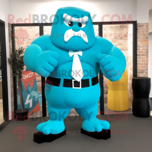 Cyan Strongman mascotte...