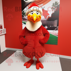 Red Turkey mascot costume character dressed with a Coat and Scarf clips