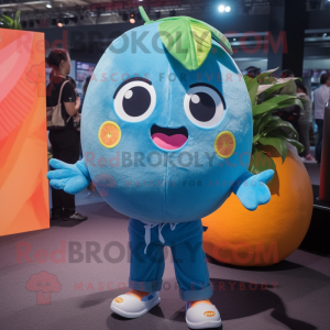 Cyan Grapefruit mascot costume character dressed with a Jeans and Headbands