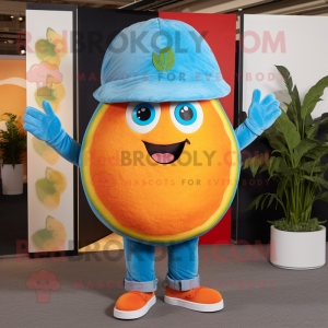 Cyan Grapefruit mascot costume character dressed with a Jeans and Headbands