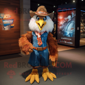 nan Eagle mascot costume character dressed with a Bootcut Jeans and Hairpins