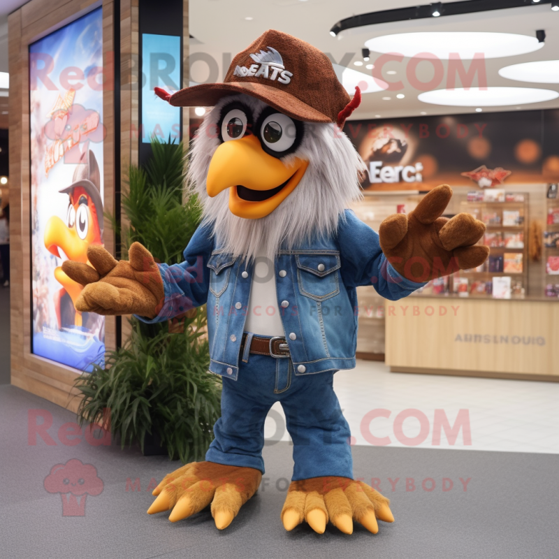 nan Eagle mascot costume character dressed with a Bootcut Jeans and Hairpins