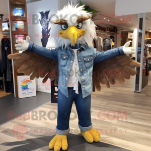 nan Eagle mascot costume character dressed with a Bootcut Jeans and Hairpins