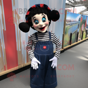 nan Mime mascot costume character dressed with a Dungarees and Hairpins