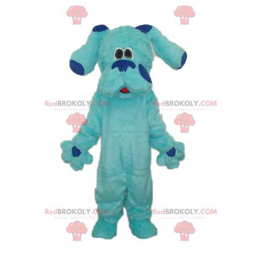 Riesiges und niedliches pelziges blaues Hundemaskottchen -