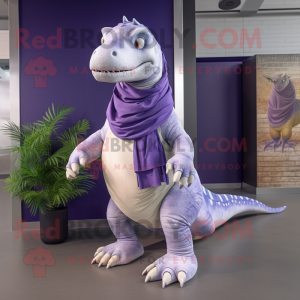 Lavender Iguanodon mascot costume character dressed with a Bootcut Jeans and Shawls