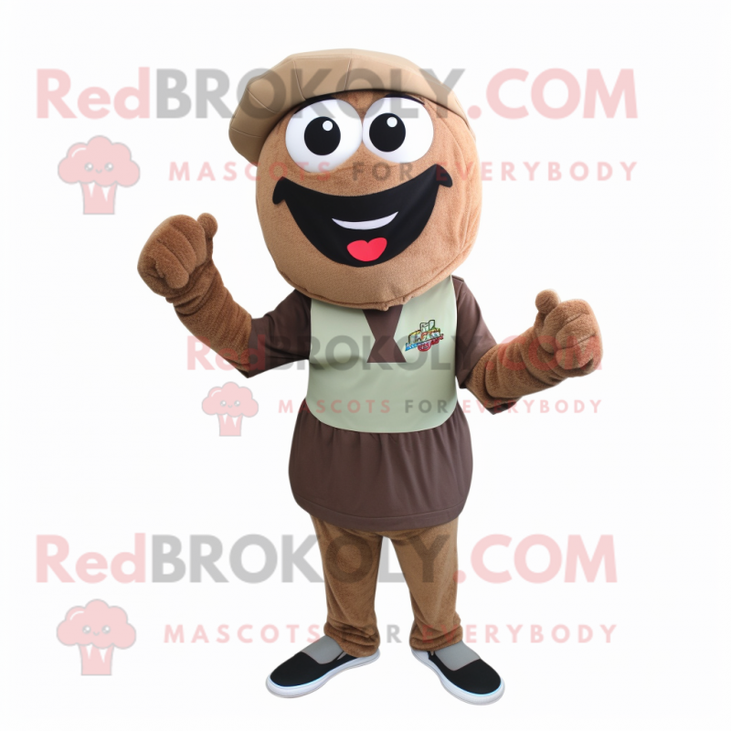 Brown Falafel mascot costume character dressed with a Bermuda Shorts and Caps Brown Falafel mascot costume character dressed with a Bermuda Shorts and Caps