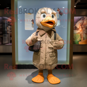 Tan Geese mascot costume character dressed with a Parka and Wallets