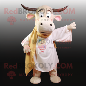 Beige Zebu maskot kostume...