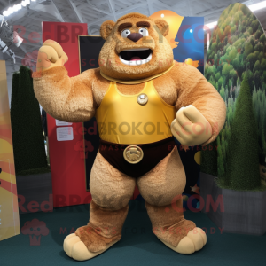 Gold Strongman maskot...