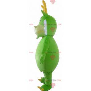 Green dragon mascot white and yellow green creature -