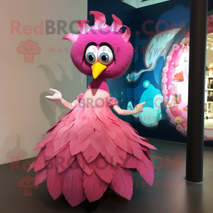 Pink Peacock maskot kostume...