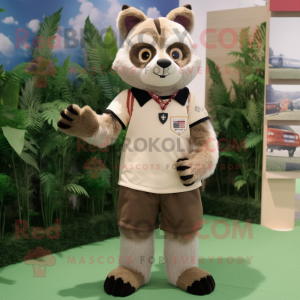 Beige Raccoon mascot costume character dressed with a Shorts and Anklets
