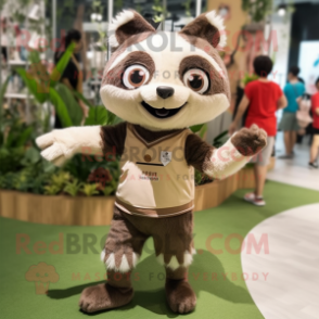 Beige Raccoon mascot costume character dressed with a Shorts and Anklets