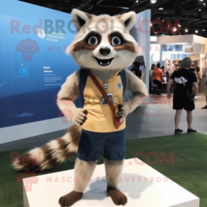 Beige Raccoon mascot costume character dressed with a Shorts and Anklets