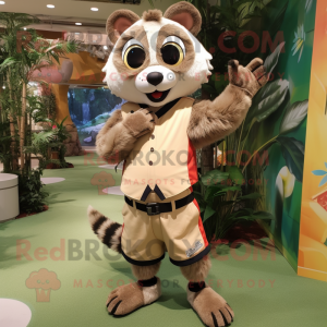 Beige Raccoon mascot costume character dressed with a Shorts and Anklets