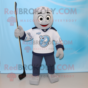 Grå Ice Hockey Stick maskot...