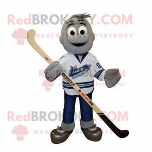 Gray Ice Hockey Stick mascot costume character dressed with a Jeans and Keychains