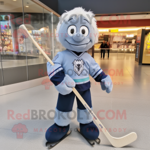 Gray Ice Hockey Stick mascot costume character dressed with a Jeans and Keychains