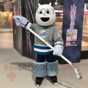 Grå Ice Hockey Stick maskot...