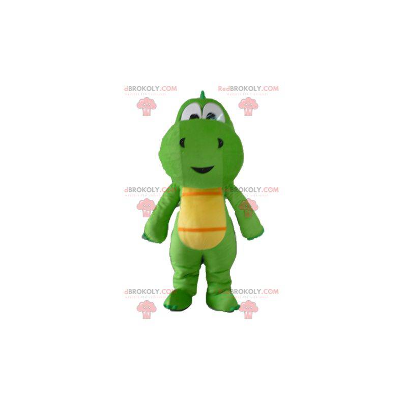 Grön och gul drak dinosaur maskot - Redbrokoly.com