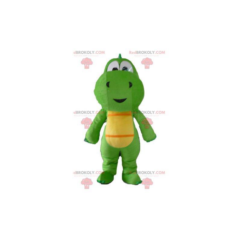 Mascotte de dinosaure vert et jaune de dragon - Redbrokoly.com