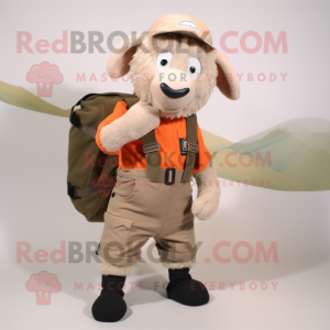 Peach Suffolk Sheep mascot costume character dressed with a Cargo Pants and Wraps