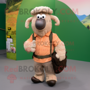 Peach Suffolk Sheep mascot costume character dressed with a Cargo Pants and Wraps