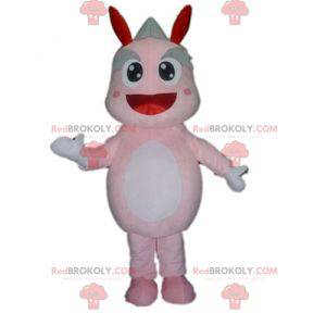 Giant dragon pink and gray dinosaur mascot - Redbrokoly.com