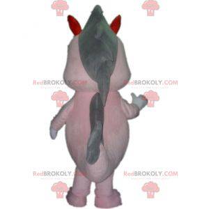 Giant dragon pink and gray dinosaur mascot - Redbrokoly.com