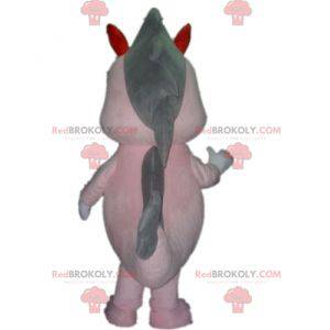 Mascotte dinosauro gigante rosa e grigio - Redbrokoly.com