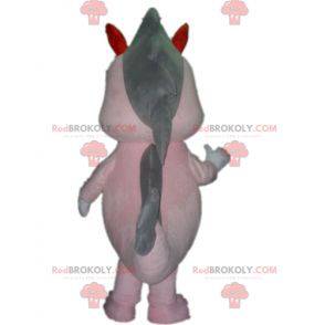 Giant dragon pink and gray dinosaur mascot - Redbrokoly.com