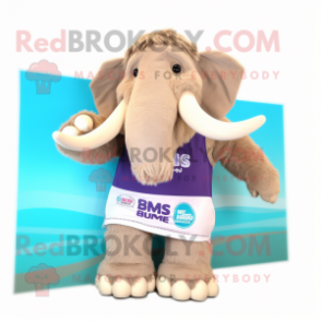 Tan Mammoth mascot costume character dressed with a One-Piece Swimsuit and Clutch bags