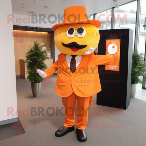 Orange Orange mascot costume character dressed with a Dress and Pocket squares