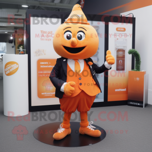 Orange Orange mascot costume character dressed with a Dress and Pocket squares