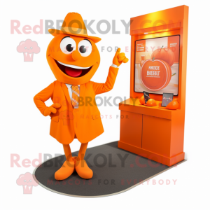 Orange Orange mascot costume character dressed with a Dress and Pocket squares