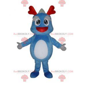 Giant dragon blue and gray dinosaur mascot - Redbrokoly.com