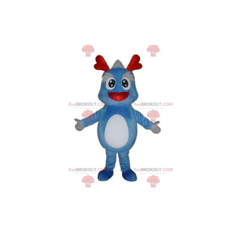 Mascota dinosaurio azul y gris dragón gigante - Redbrokoly.com