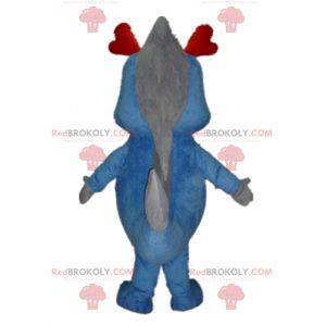 Mascota dinosaurio azul y gris dragón gigante - Redbrokoly.com