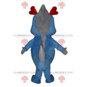 Mascotte dinosauro gigante drago blu e grigio - Redbrokoly.com