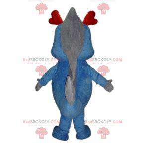 Mascota dinosaurio azul y gris dragón gigante - Redbrokoly.com